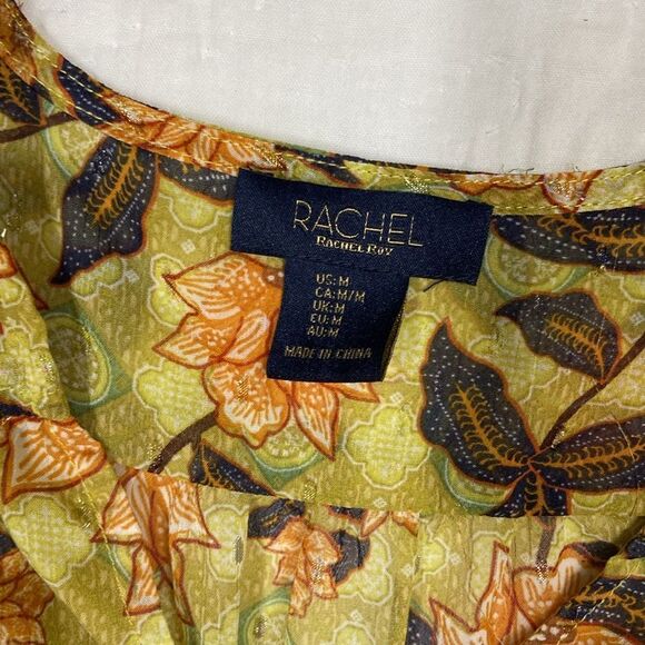 RACHEL Rachel Roy Green and Orange Floral Blouse size Medium - Picture 2 of 7